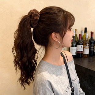 超大号毛绒电话线发圈女2026新款 慵懒感丸子头绳扎头发绳发饰皮筋