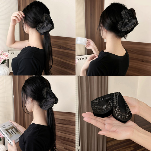 麦穗蝴蝶结三角夹盘发鲨鱼夹