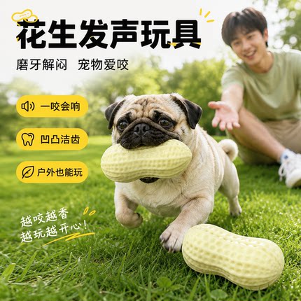 狗狗玩具耐咬解闷神器花生发声球宠物柯基泰迪大小型犬磨牙棒用品