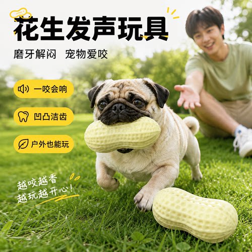 狗狗耐咬花生发声球磨牙玩具