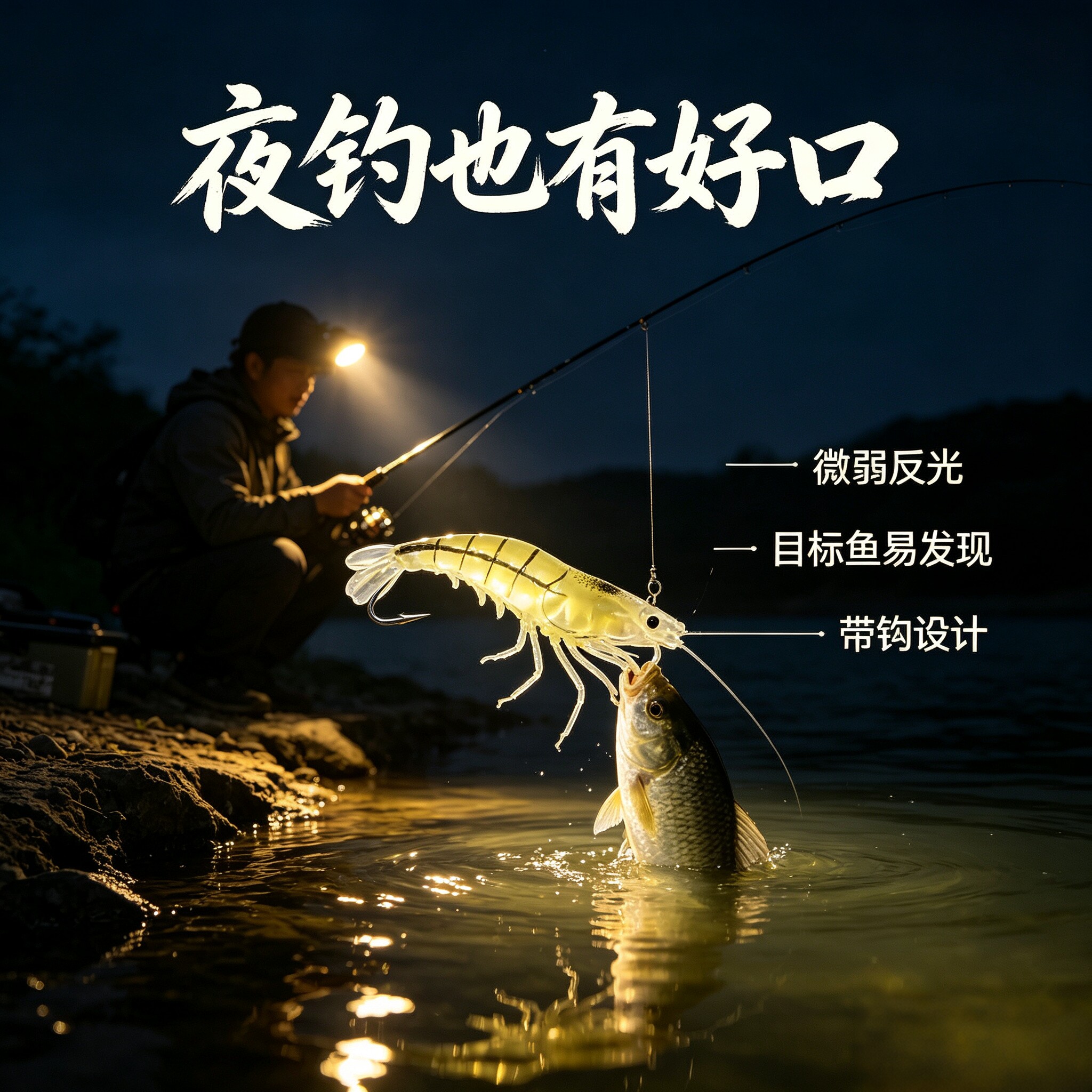路亚假铒仿真虾夜光带钩软饵