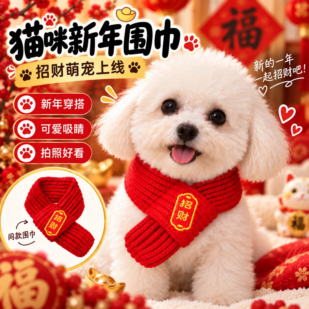 猫咪围脖小狗可爱项圈毛线围巾
