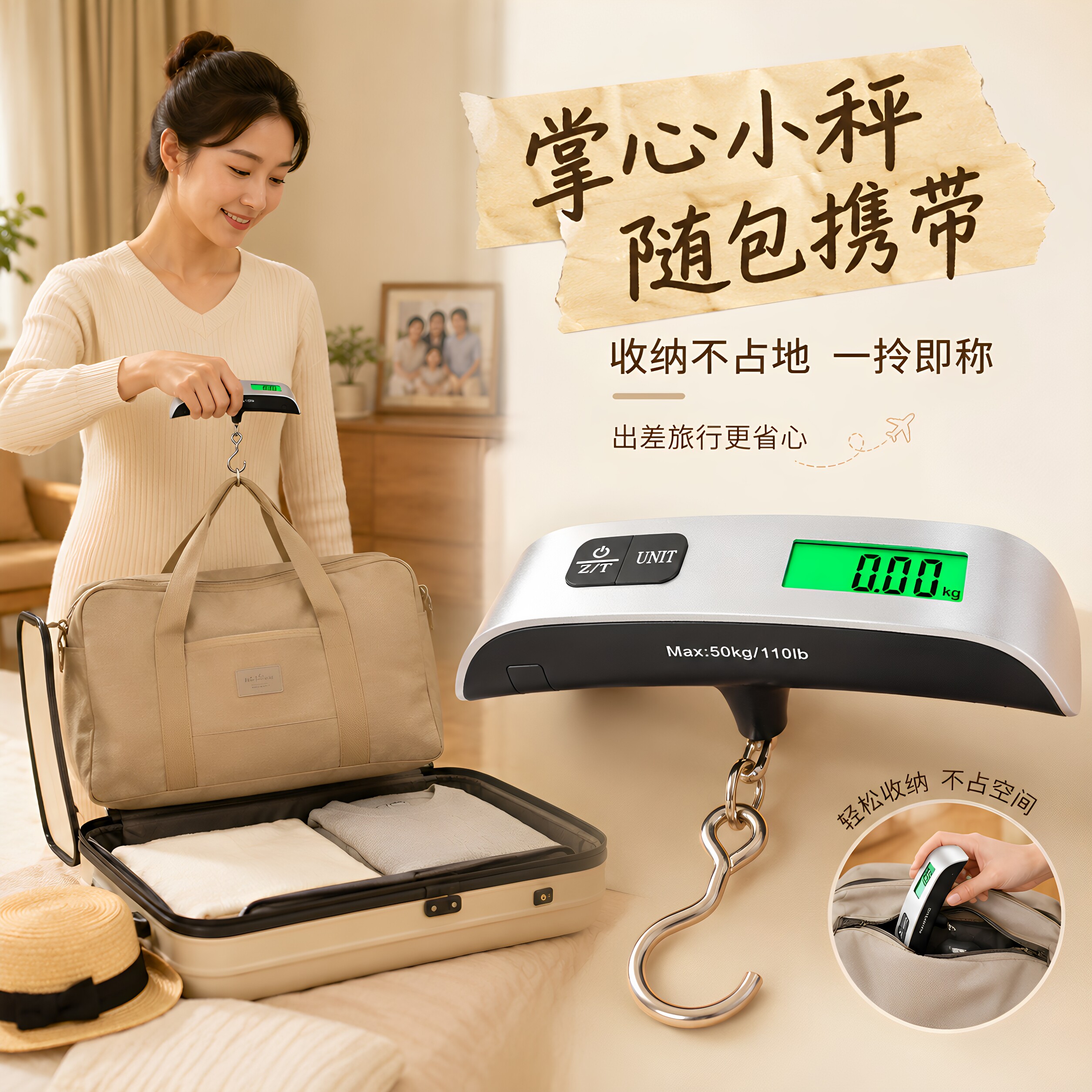 高精度迷你便携手提电子秤