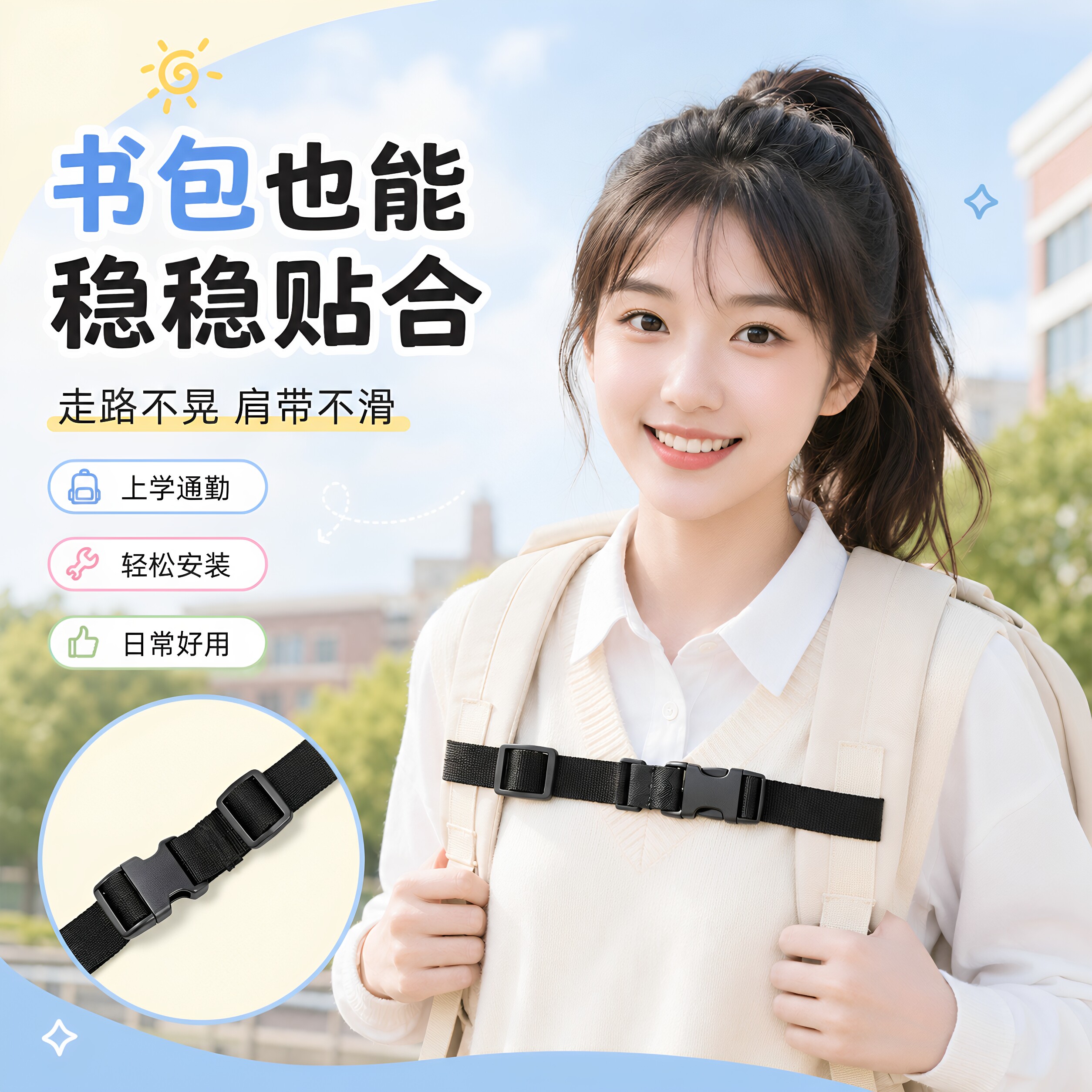 2026年包带加固登山松紧款户外卡扣带上学胸扣双肩带背包胸部图片