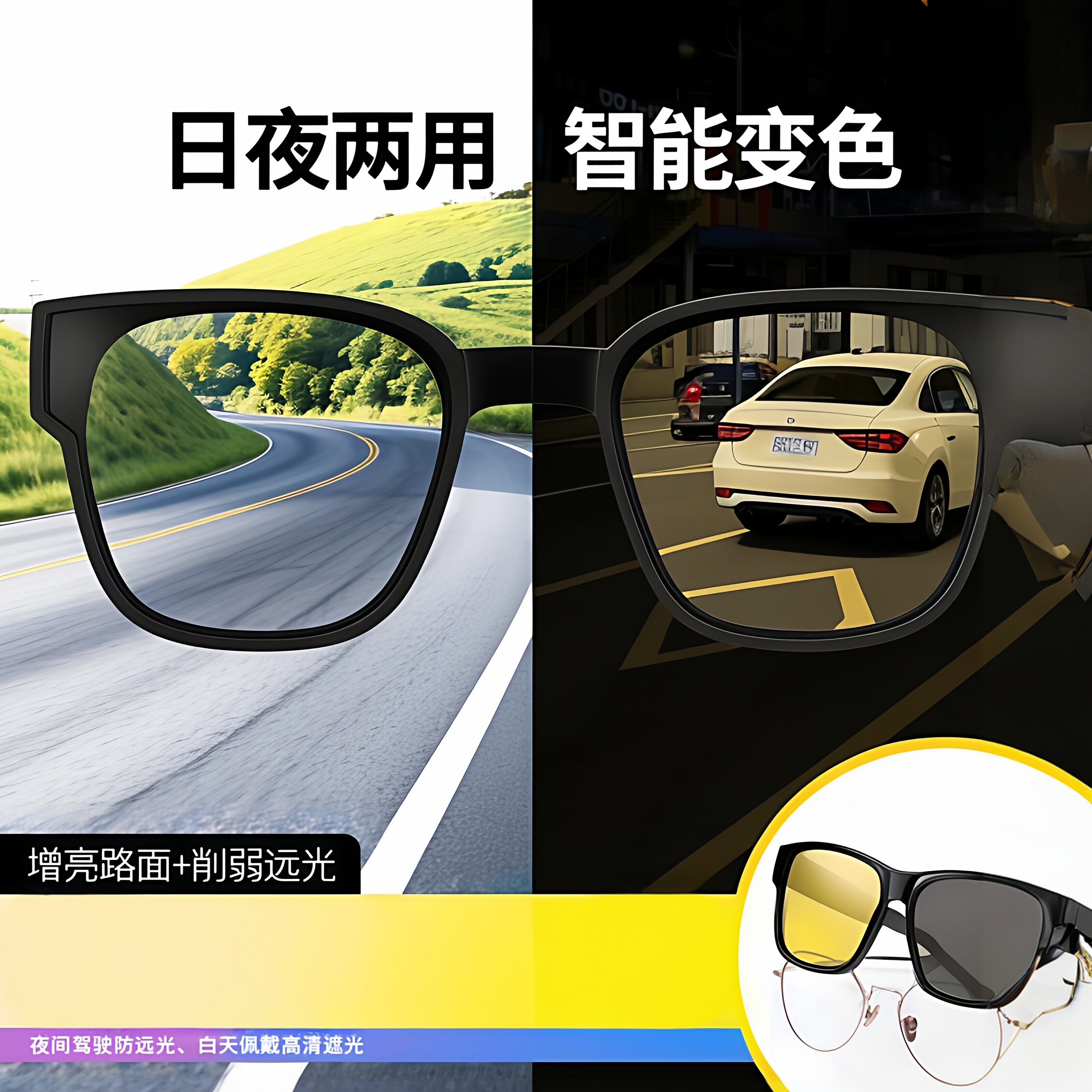 日夜两用防远近光灯防眩光开车适用夜间驾驶骑行夹片套镜高清