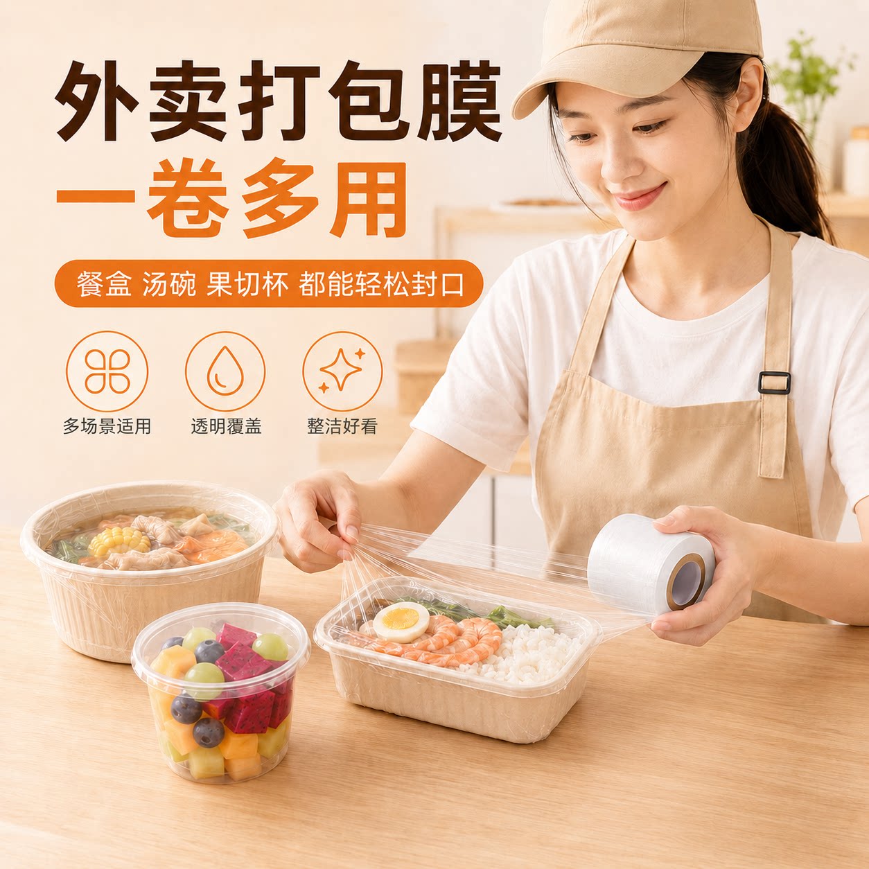 外卖防漏自粘缠绕膜封口