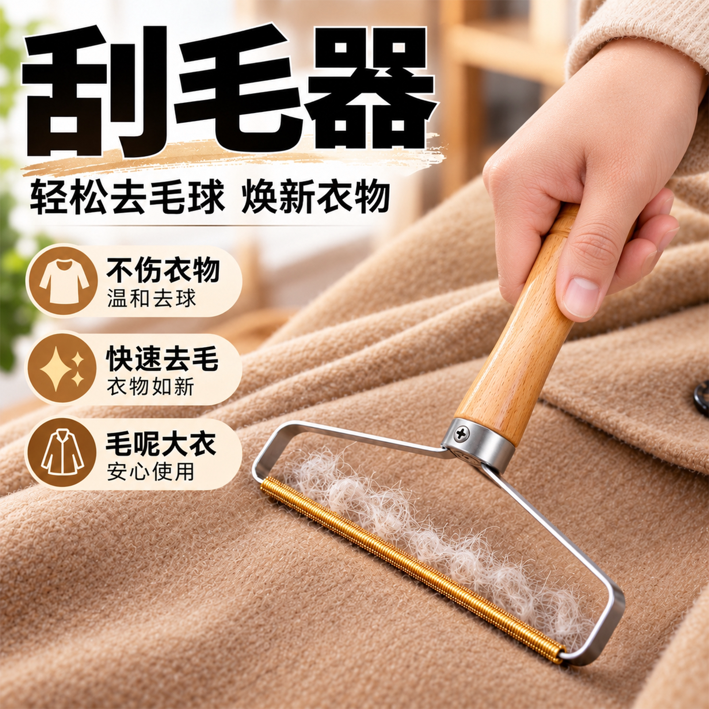 不伤衣物双面刮毛器家用大衣毛呢衣服起球手动除毛去毛球剃毛神器