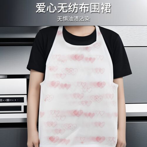 一次性无纺布爱心围裙餐饮火锅防水防油罩衣特厚成人专用吃饭围兜