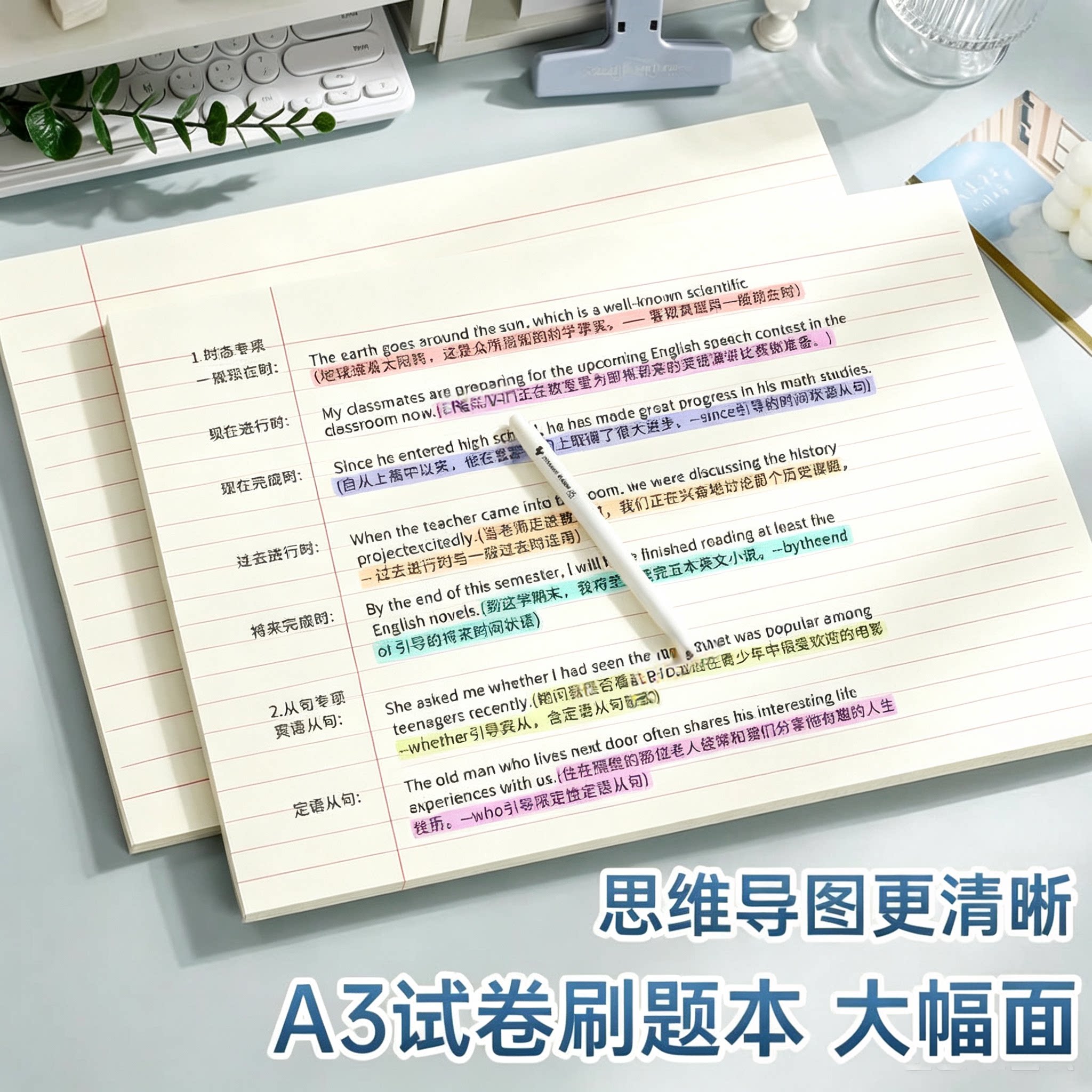 A3思维导图横线学生笔记本