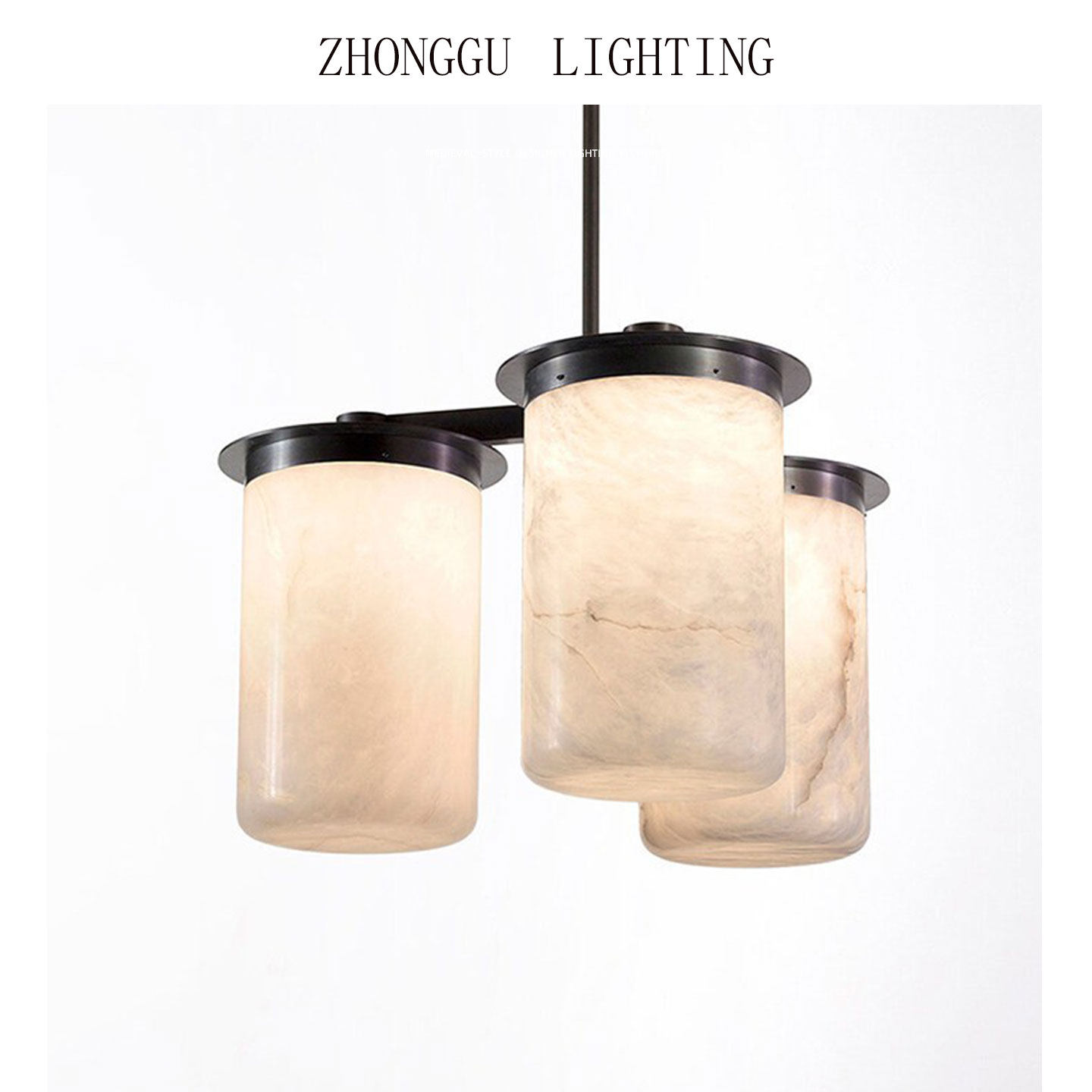 美式复古简约天然云石吊灯进口雪花石创意设计客厅餐厅样板房吊灯