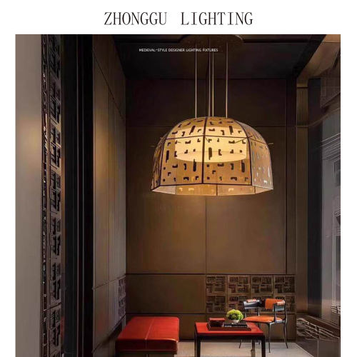 设计师创意古典东方灯笼酒店大堂餐桌吊灯手工刺绣艺术灯j