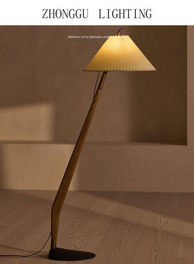 sohohome wren中古风实木客厅落地灯沙发旁卧室复古侘寂风落地灯