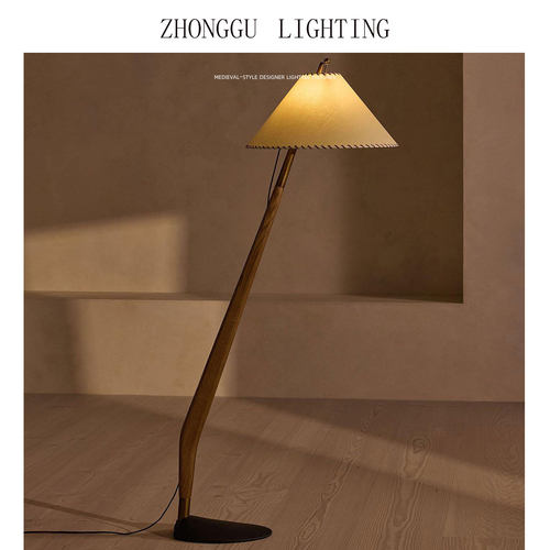 sohohome wren中古风实木客厅落地灯沙发旁卧室复古侘寂风落地灯
