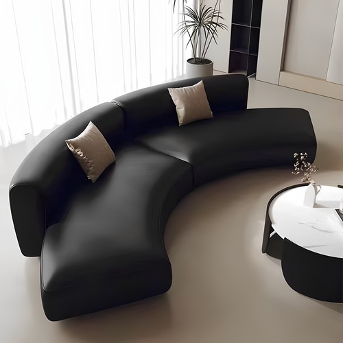 意式风美容院酒店大堂简约沙发极简办公室半圆商务高级弧形沙发