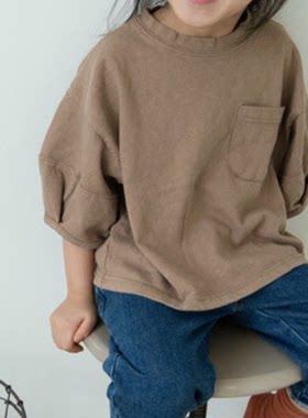 秋装宽松风灯笼袖落肩口袋卫衣