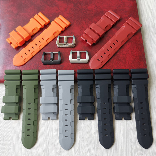 适用沛纳海橡原装款胶硅胶手表带  PAM111 441 386 闪电标24 26mm