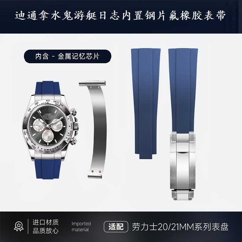 钢片氟橡胶表带适用劳力士熊猫迪