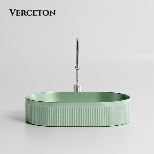 金属高级质感奶绿彩色陶瓷台上盆