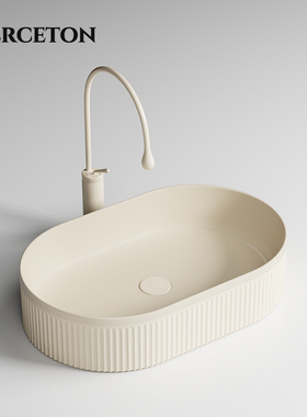 奶油风彩色纹理艺术台上盆陶瓷一体洗手盆单盆酒店民宿洗脸台面盆