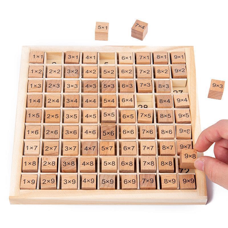 木质乘法口诀板儿童百数板数字认知小学乘法表 木制早教学习板
