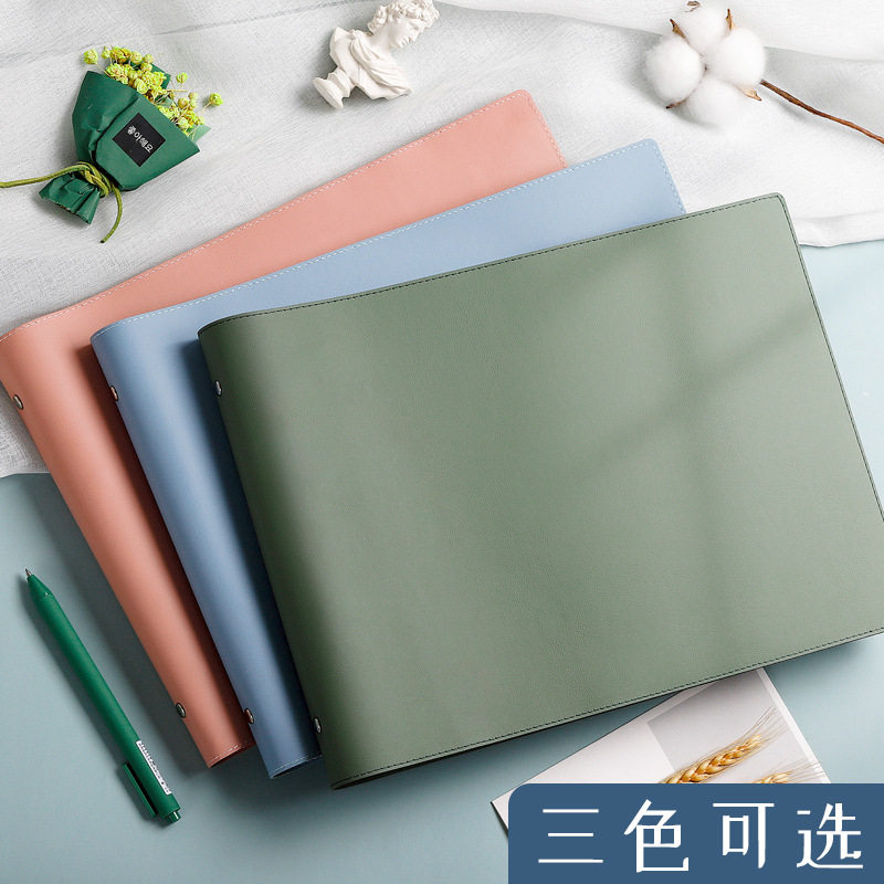 活页本A4软皮像素画网格本6孔活页可拆卸学生笔记本白纸本手绘本