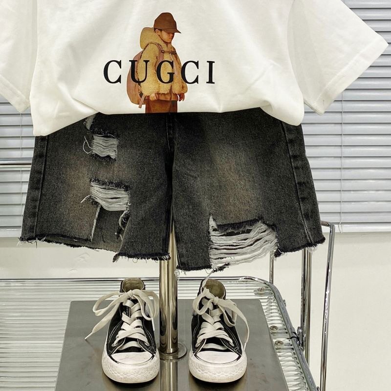 男童破洞牛仔短裤夏季儿童夏装小男孩五分裤潮酷炸街时髦宝宝裤子