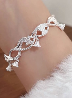 铃兰花手镯灵动铃兰花银色手环超仙百搭仙女风新中式高级感