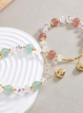 新款天然草莓晶水晶手链夏季女小众高级感义乌小商品手工手饰