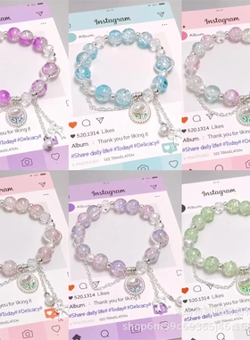 原创设计爆花珍珠郁金香手链女ins设计甜美森系精美百搭手串