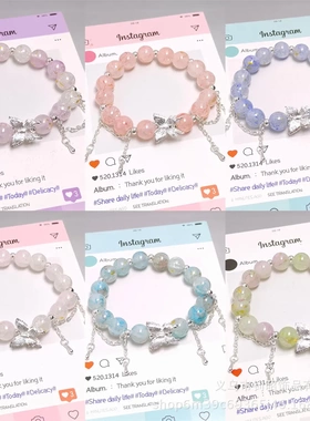 超仙鎏金水晶蝴蝶手链女小清新设计百搭精致甜美风手串景区热销