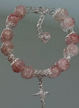 干枯玫瑰十字架琉璃串珠手链ins小众设计手串情侣手饰礼物