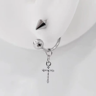 潮流十字架尖锥马蹄环钛钢耳蜗钉耳骨钉独特ins风设计感耳饰