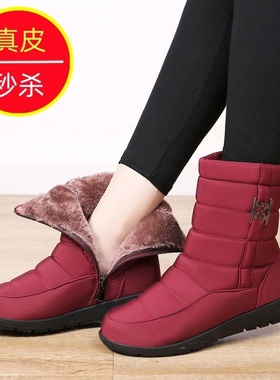 专柜2025秋冬季新款复古加绒保暖雪地靴女防滑防水中老年妈妈棉鞋