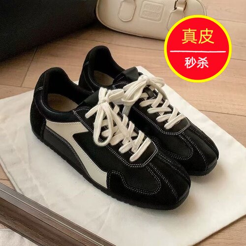 黑白拼色复古德训鞋女