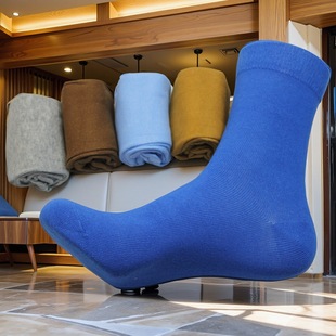 袜子男女通穿春秋款 纯棉吸汗全棉长袜绿色中筒防臭情侣防脚气蓝色