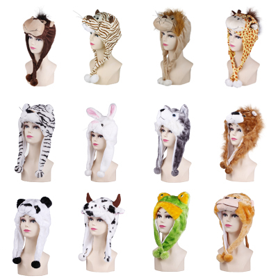 幼儿园儿童动物帽子毛绒头套成人