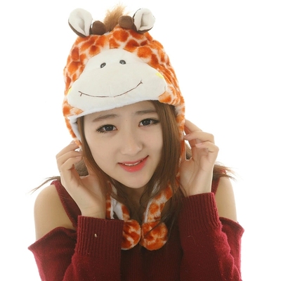 长颈鹿狮子袋鼠头套帽子小马头饰