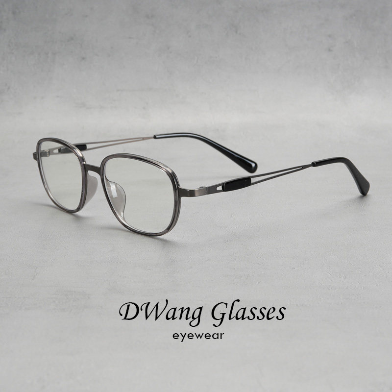 复古金属椭圆TR90超轻细边镜框