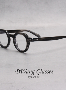 板材圆框眼镜复古达人潮流镜框男新宿风女潮搭黑粗框防蓝光配近视