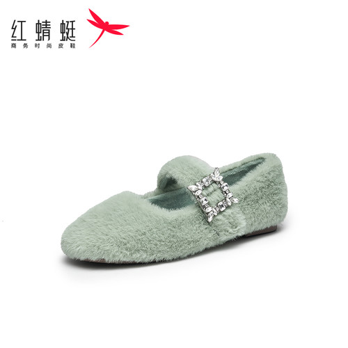 红蜻蜓平底加绒保暖浅口单鞋
