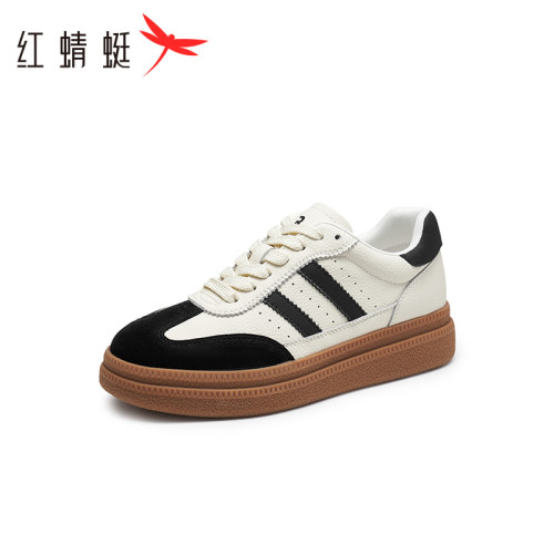 REDDRAGONFLY/红蜻蜓女士复古学院厚底系带透气休闲板鞋WTB33063