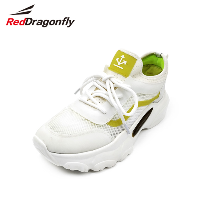 红蜻蜓春秋季女鞋网面透气飞织健步鞋女士轻便软底运动慢跑旅游鞋