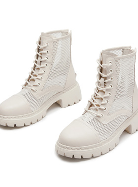 REDDRAGONFLY/红蜻蜓春夏厚底马丁靴网面镂空透气女凉靴WTB21387