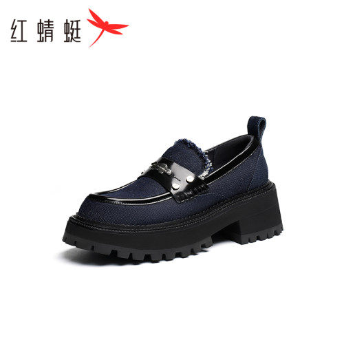 REDDRAGONFLY/红蜻蜓女士复古软底中口一脚蹬厚底乐福鞋WGB13541