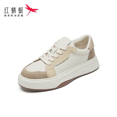 REDDRAGONFLY/红蜻蜓时尚休闲平底圆头系带简约风板鞋女B3110201