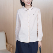 福利女装 翻领单排扣时尚 显瘦精致刺绣长袖 YUN韫2025秋季 衬衫 5196