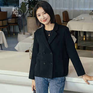 新款 女装 韩版 领双排扣液氨棉西装 韫2024秋季 休闲西装 外套 YUN