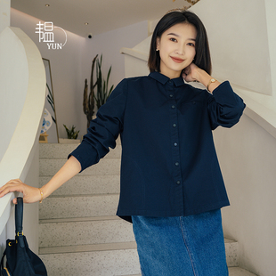 新款 韫2024春季 女POLO领单排扣简约经典 衬衫 短外套风衣 式 YUN