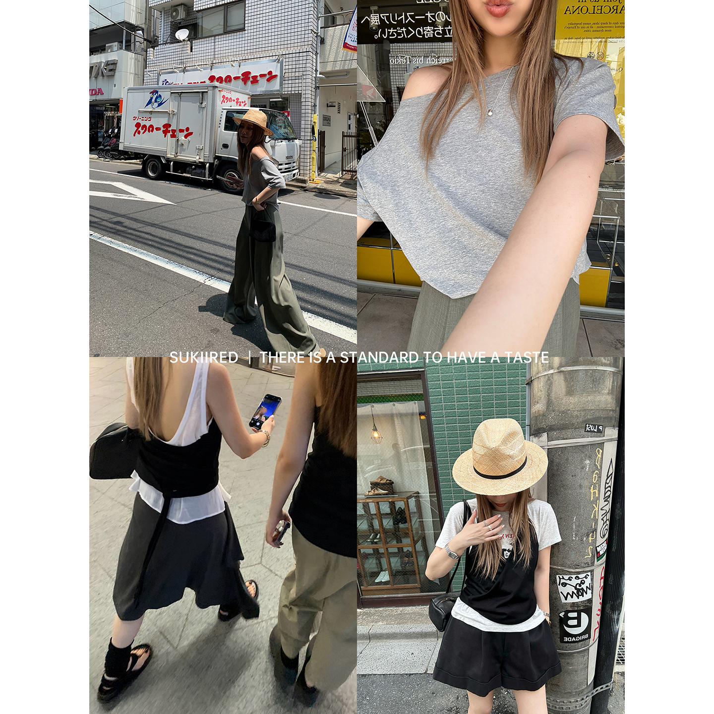 挂脖绑带上衣/一字领短袖T恤女