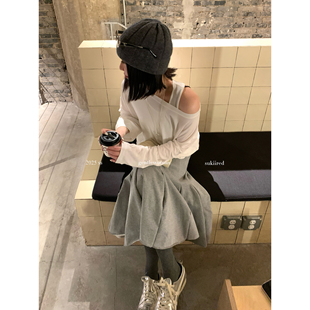 SukiiRED莱赛尔羊毛露肩罩衫 U领背心两件套上衣.特 T恤女春季 新款